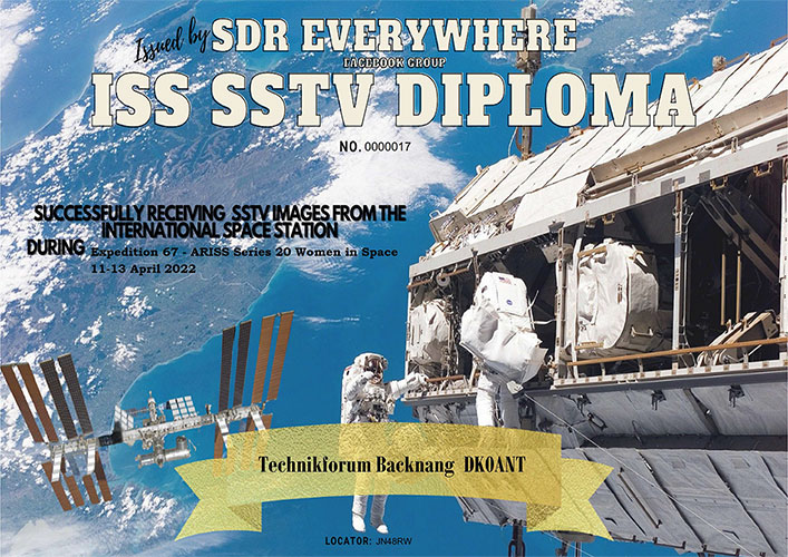 SDR everywhere SSTV Award Diplom