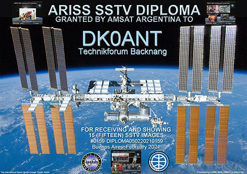 Amsat Argentina SSTV DIPLOMA050220210159 DK0ANT tb